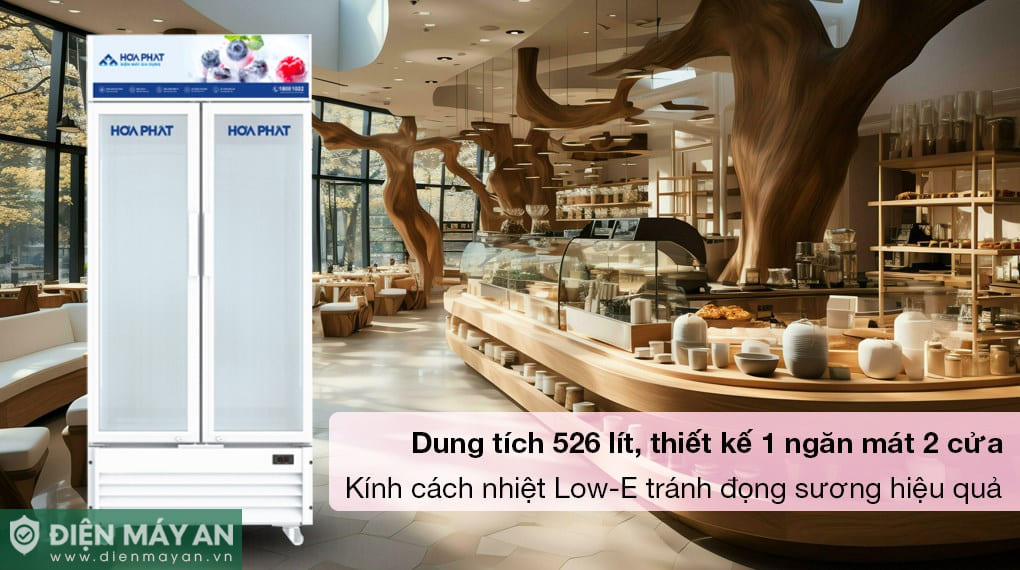 Tủ mát trưng bày Hòa Phát 526 lít HSR D6526
